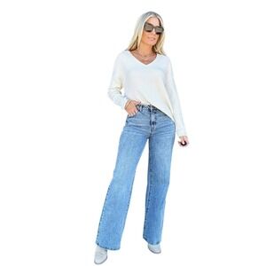 Habitual Size 2 / 26 Braided Wide Leg Jeans High Rise Normcore Light Blue Wash